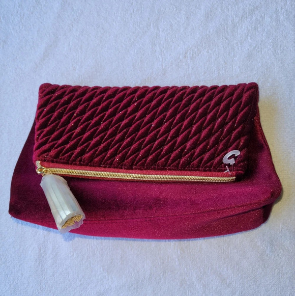 Handbags - Velvet Burgundy Evening Envelope Clutch